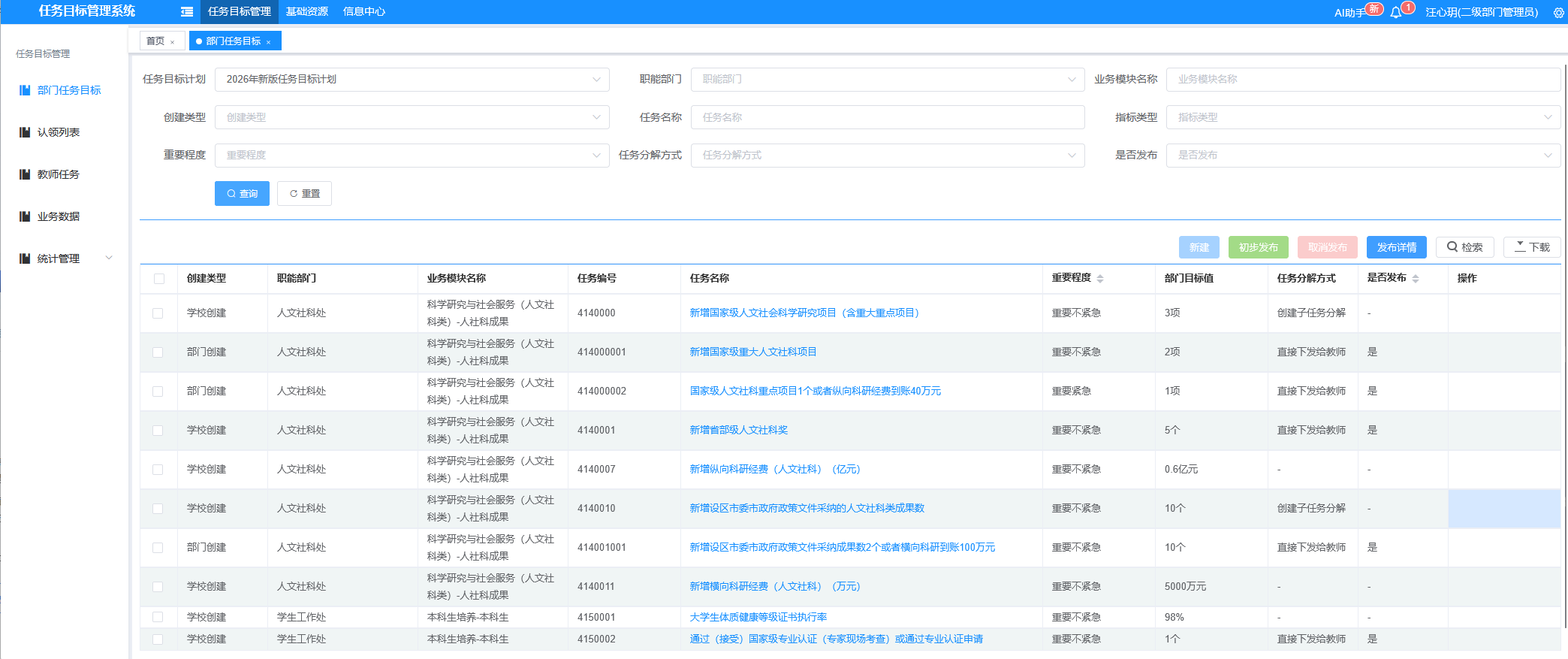 指标分解与任务下达
